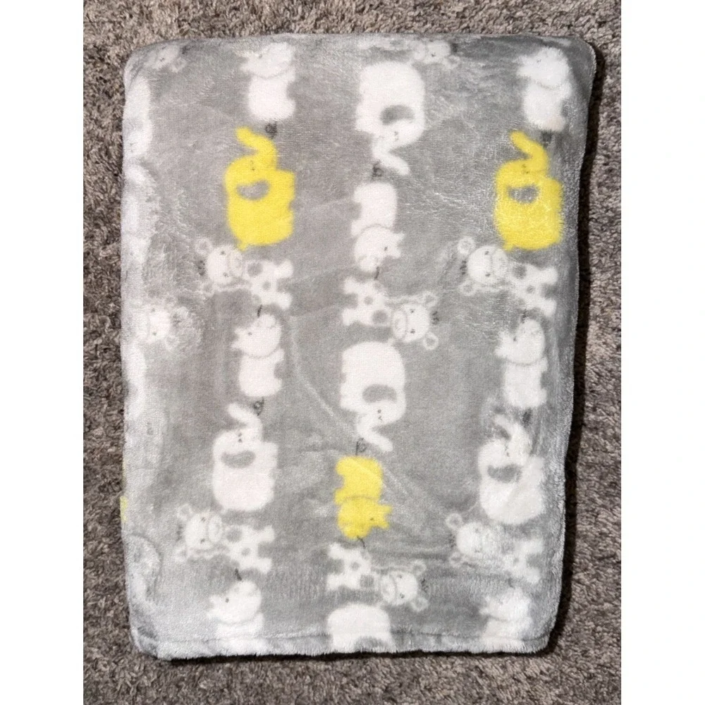 Okie Dokie Elephant Baby Blanket Gray Yellow White Hippo Giraffe Safari Lovey